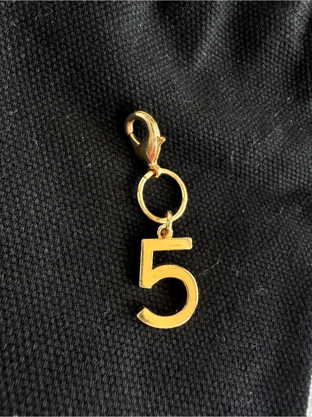 Gold tone Number 5 Charm Pendant